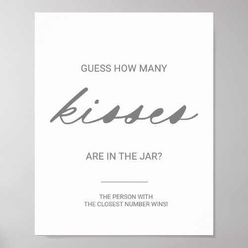 Silver Guess How Many Kisses Bridal Shower Game   Poster