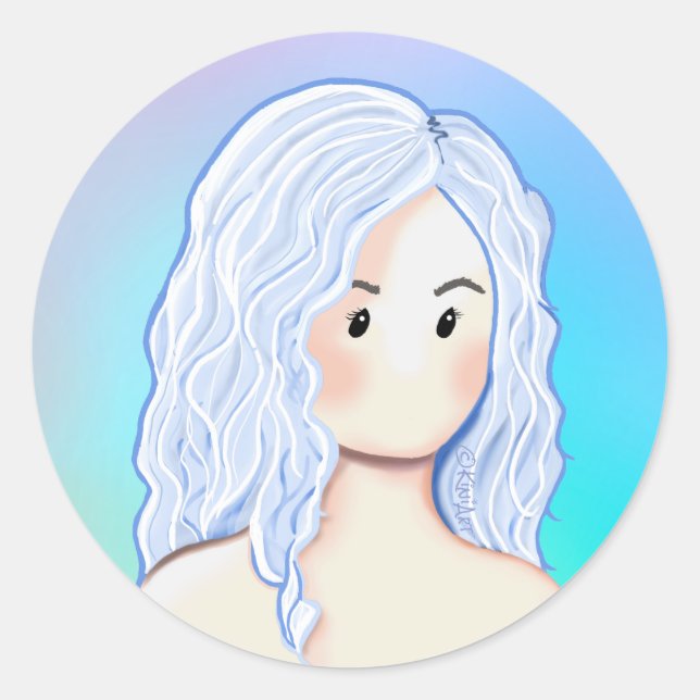 Silver Hair Beauty Classic Round Sticker (Front)