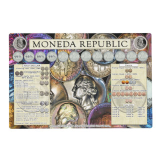 Silver Half Dollars Moneda Republic Placemats