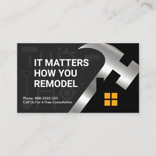 Silver Hammer Home Silhouette Construction Tools Business Card