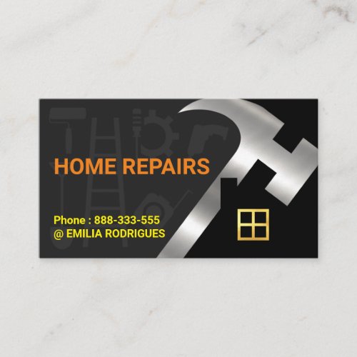 Silver Hammer Home Silhouette Construction Tools Business Card