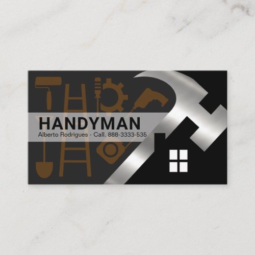 Silver Hammer Home Silhouette Handyman Tools Business Card