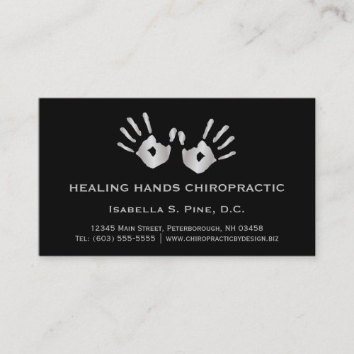 Silver Hand Prints Office Hours Chiropractor Business Card