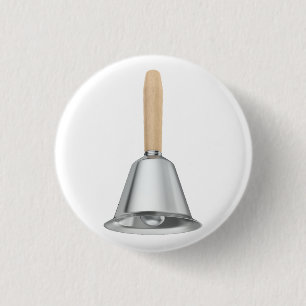 Silver handbell with a wooden handle button