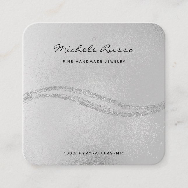 Silver Handmade QR Code Jewelry Display Cards (Front)