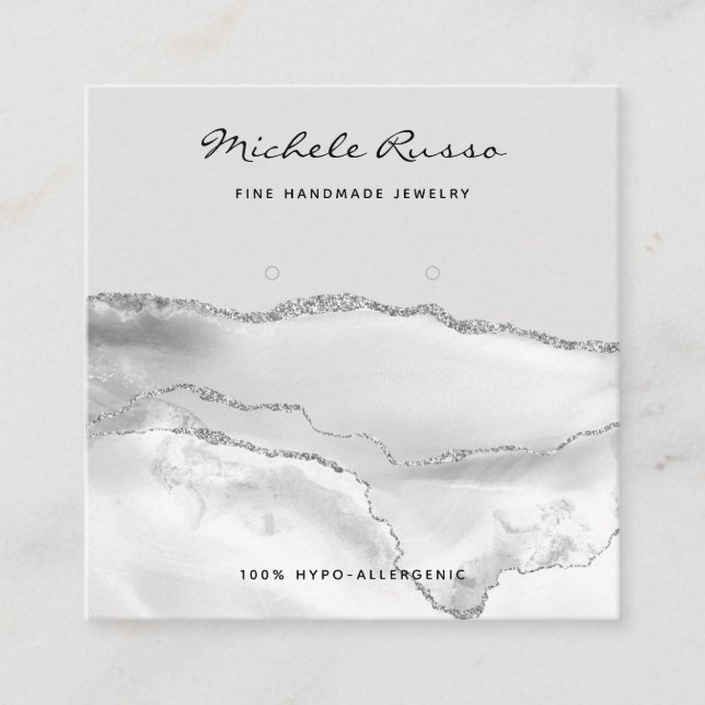 Silver Handmade QR Code Jewelry Display Cards (Front)