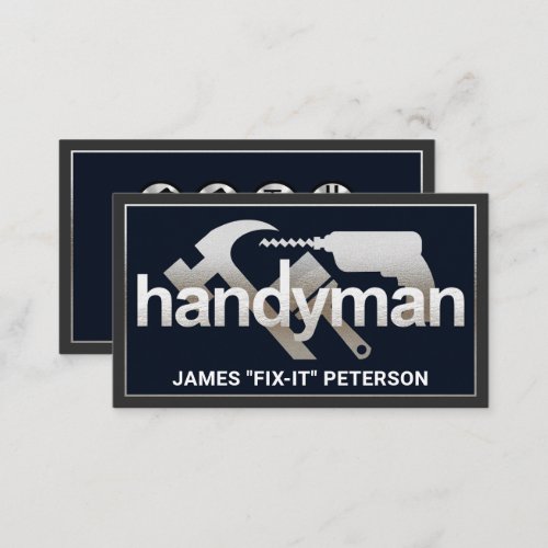 Silver Handyman Tools Frame Business Card