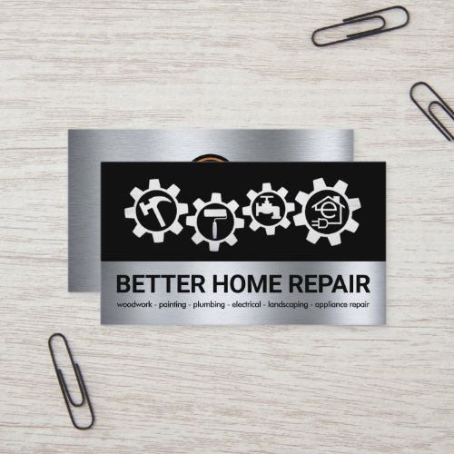 Silver Handyman Tools Sprocket Business Card