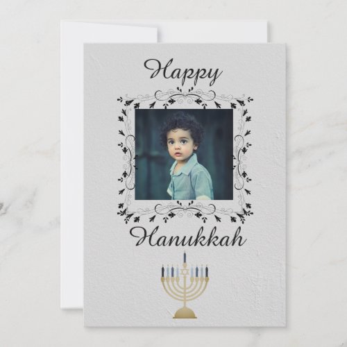 Silver Hanukkah Photo Holiday Card