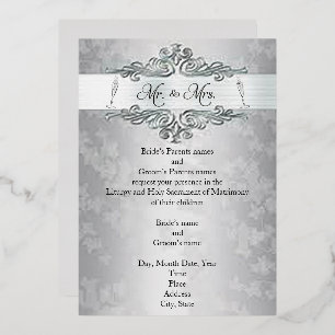 Silver Happiness Foil Wedding Invitation Foil Invi Foil Invitation