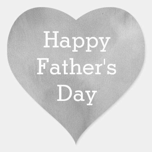 Silver Happy Fathers Day Heart Sticker