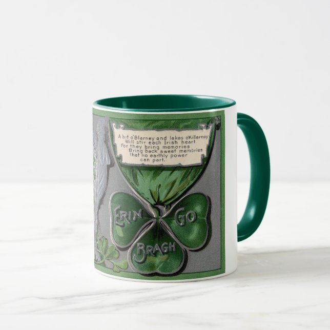 Silver Harp, Shamrock, St. Patrick's Day, Vintage Mug (Front Right)