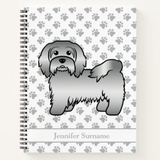Silver Havanese Cartoon Dog Illustration &amp; Name Notebook