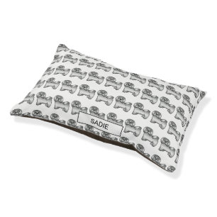 Silver Havanese Cute Cartoon Dog & Custom Name Pet Bed