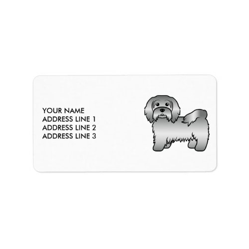 Silver Havanese Cute Cartoon Dog  Custom Text Label