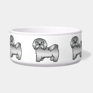 Silver Havanese Cute Cartoon Dog Illustration Bowl