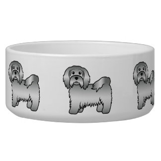 Silver Havanese Cute Cartoon Dog Illustration Bowl