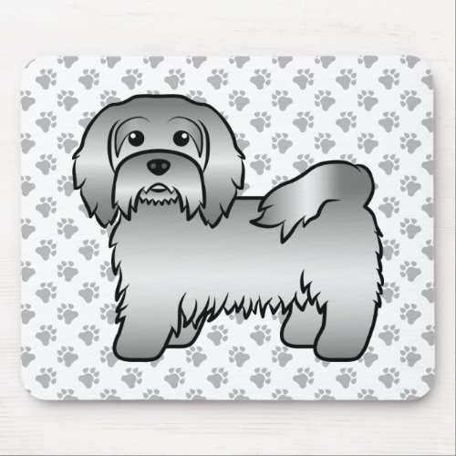 Silver Havanese Cute Cartoon Dog Illustration Mouse Pad