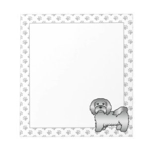 Silver Havanese Cute Cartoon Dog Illustration Notepad
