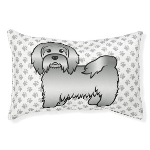 Silver Havanese Cute Cartoon Dog Illustration Pet Bed