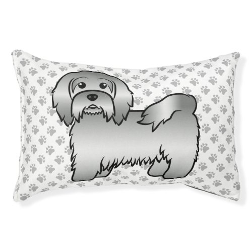 Silver Havanese Cute Cartoon Dog Illustration Pet Bed