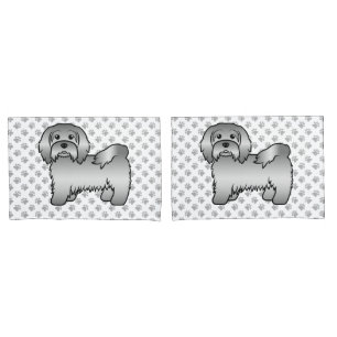 Silver Havanese Cute Cartoon Dog Illustration Pillow Case