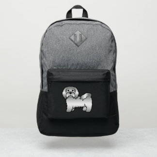 Silver Havanese Cute Cartoon Dog Illustration Port Authority® Backpack