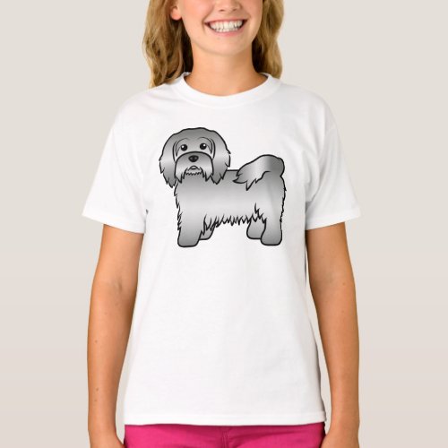 Silver Havanese Cute Cartoon Dog Illustration T_Shirt