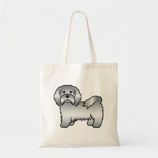 Silver Havanese Cute Cartoon Dog Illustration Tote Bag (Front)
