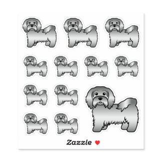 Silver Havanese Cute Cartoon Dog Illustrations Sticker