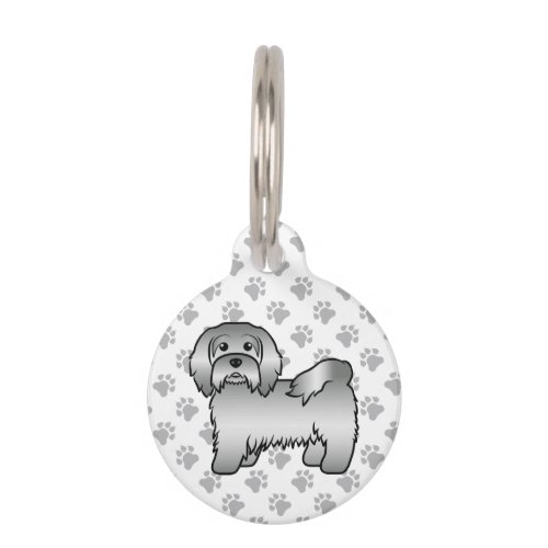 Silver Havanese Cute Cartoon Dog  Pets Info Pet ID Tag