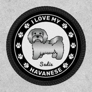 Silver Havanese Dog I Love My Havanese & Name Patch