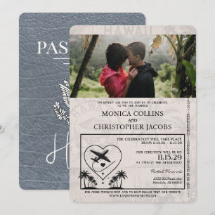 Silver Hawaii Passport Wedding Invitation