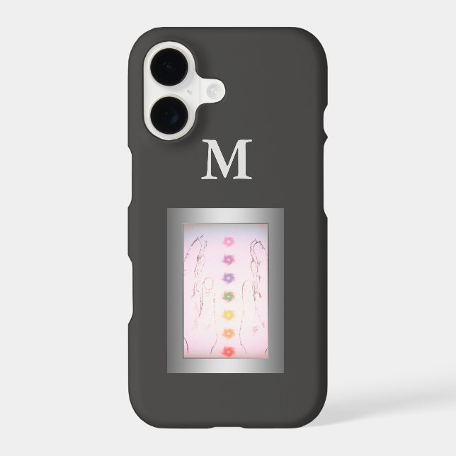 Silver Healing Hands monogram Iphone Case (Back)