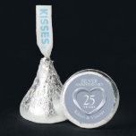 Silver heart 25th wedding anniversary custom name hershey®'s kisses®<br><div class="desc">Show your appreciation to your favorite couple and guests celebrating 25 years of marriage silver wedding anniversary. Personalize with your couples names. Matches silver wedding anniversary heart party collection. Uniquely designed by Sarah Trett for www.mylittleeden.com</div>