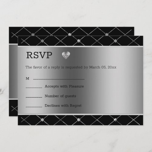 Silver Heart And Background Invitation