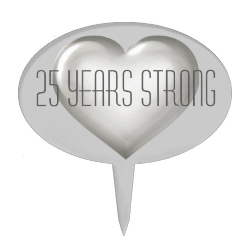 Silver Heart Anniversary  Cake Topper