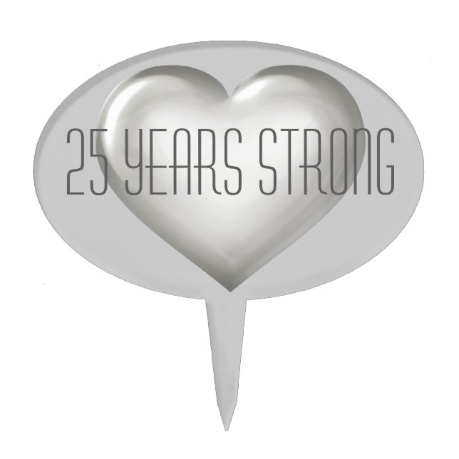 Silver Heart Anniversary  Cake Topper (Front)
