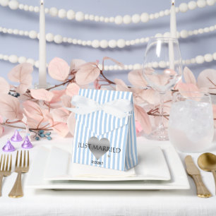 Silver Heart Blue And White Shower Party Favor Boxes