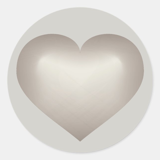 Silver Heart Classic Round Sticker (Front)