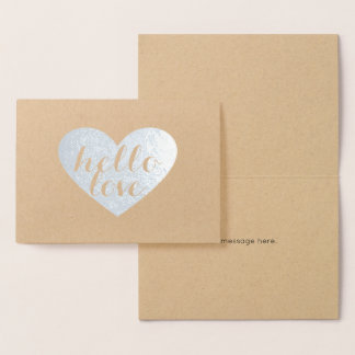 Silver Heart Hello Foil Card