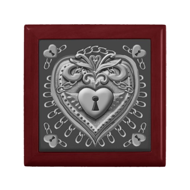 Silver Heart Lock custom gift box (Front)