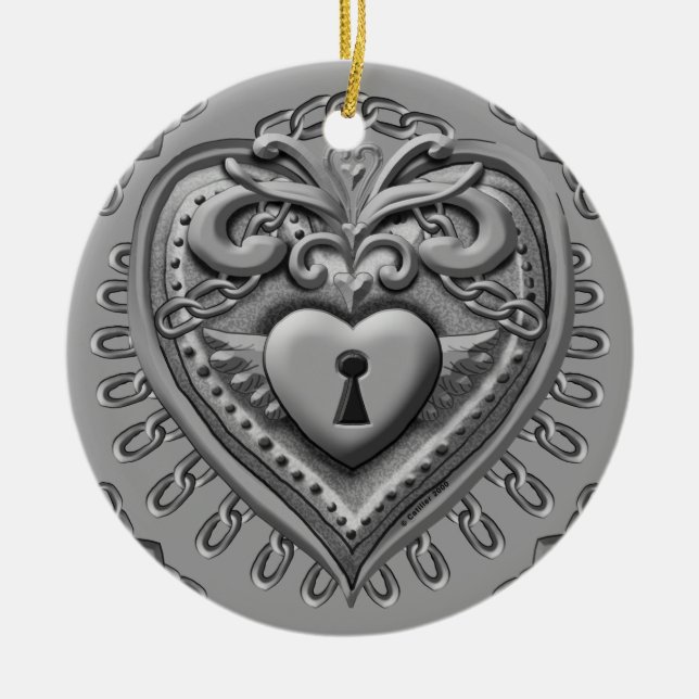 Silver Heart Lock ornament (Front)