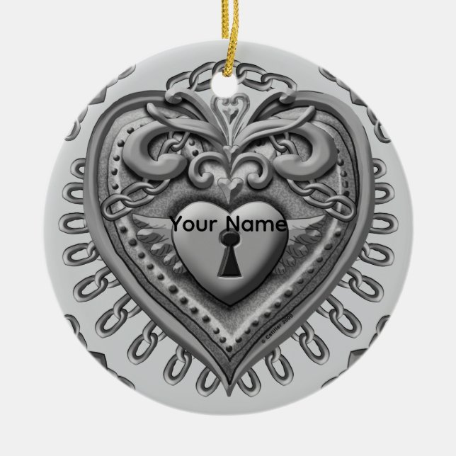 Silver Heart Lock ornament (Front)