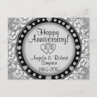 Silver Heart Monogram | Anniversary Invitation