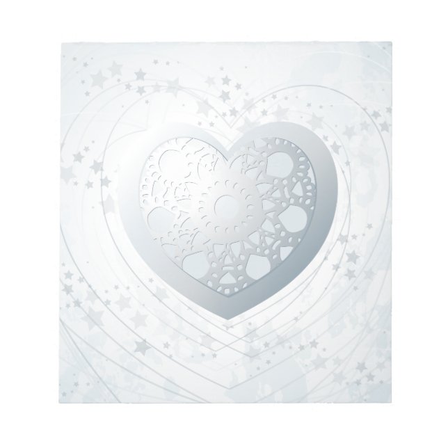 Silver heart, notepad (Front)