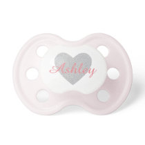 Silver heart personalized name Pacifier