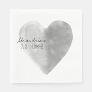 Silver Heart Personalized Napkins