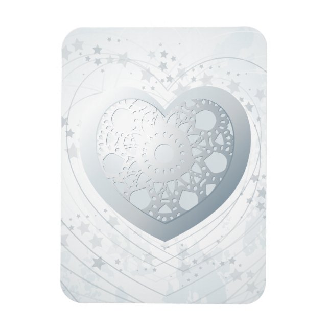 Silver heart, Premium Magnet (Vertical)