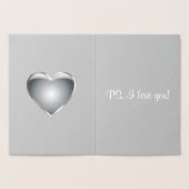 Silver Heart Romantic Love Typography Foil Card (Inside)